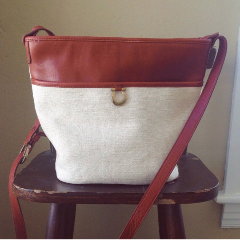 Etienne Aigner Canvas+ leather bucket bag vintage